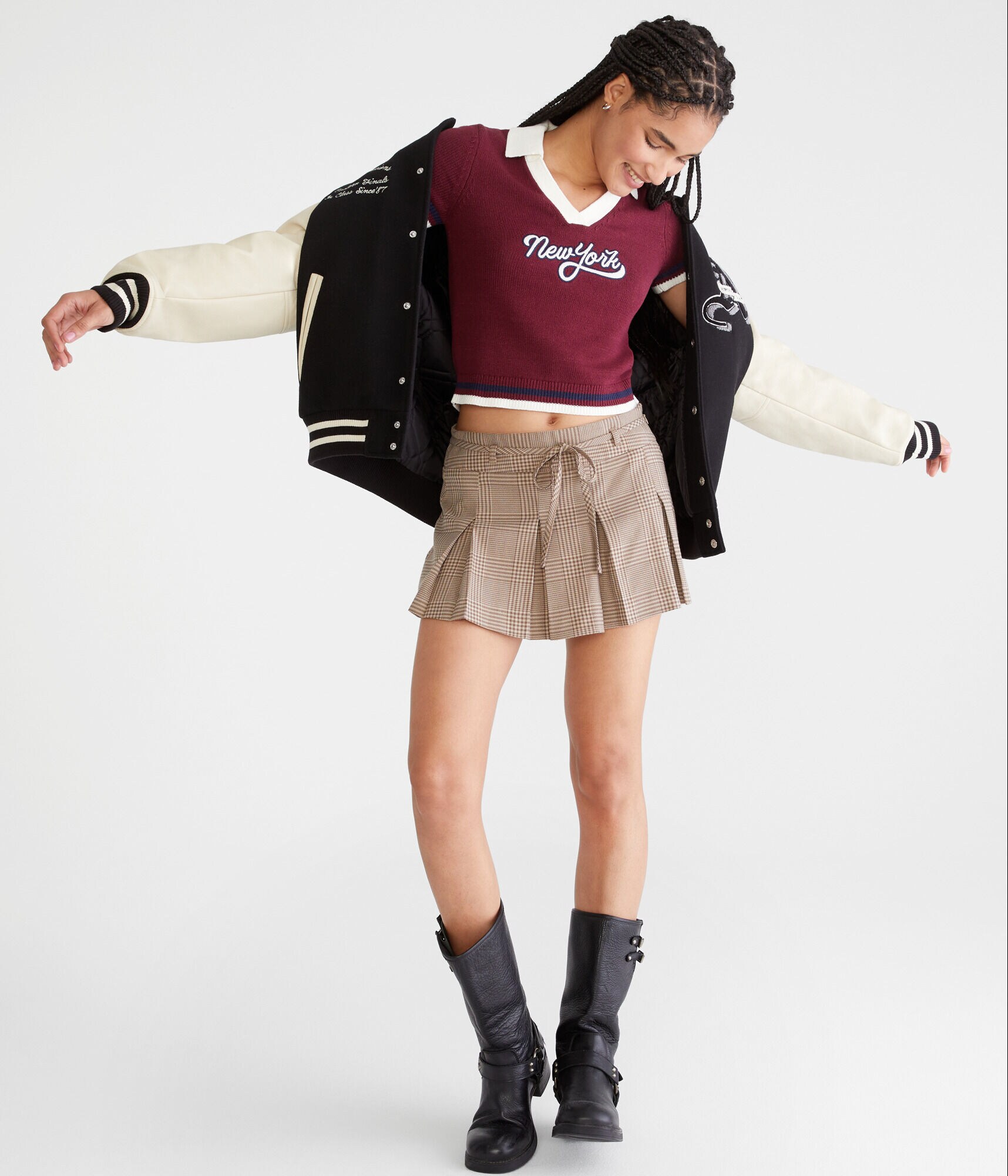 New York Cropped Graphic Sweater Polo