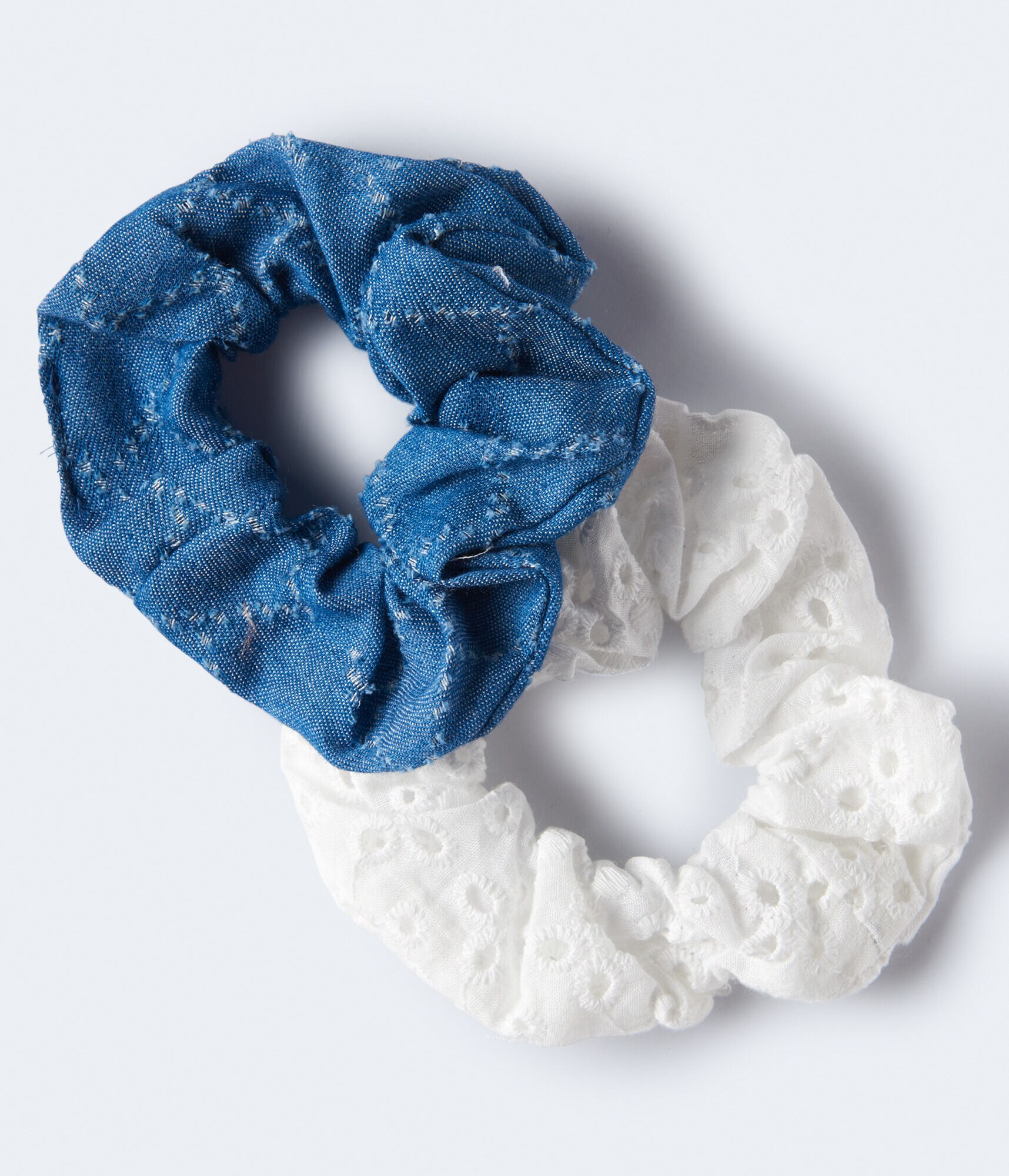 Eyelet &amp; Denim Scrunchie 2-Pack