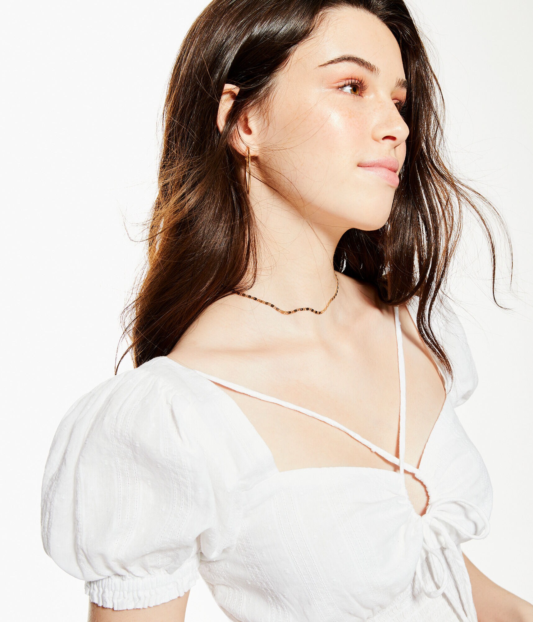 Keyhole Peasant Crop Top