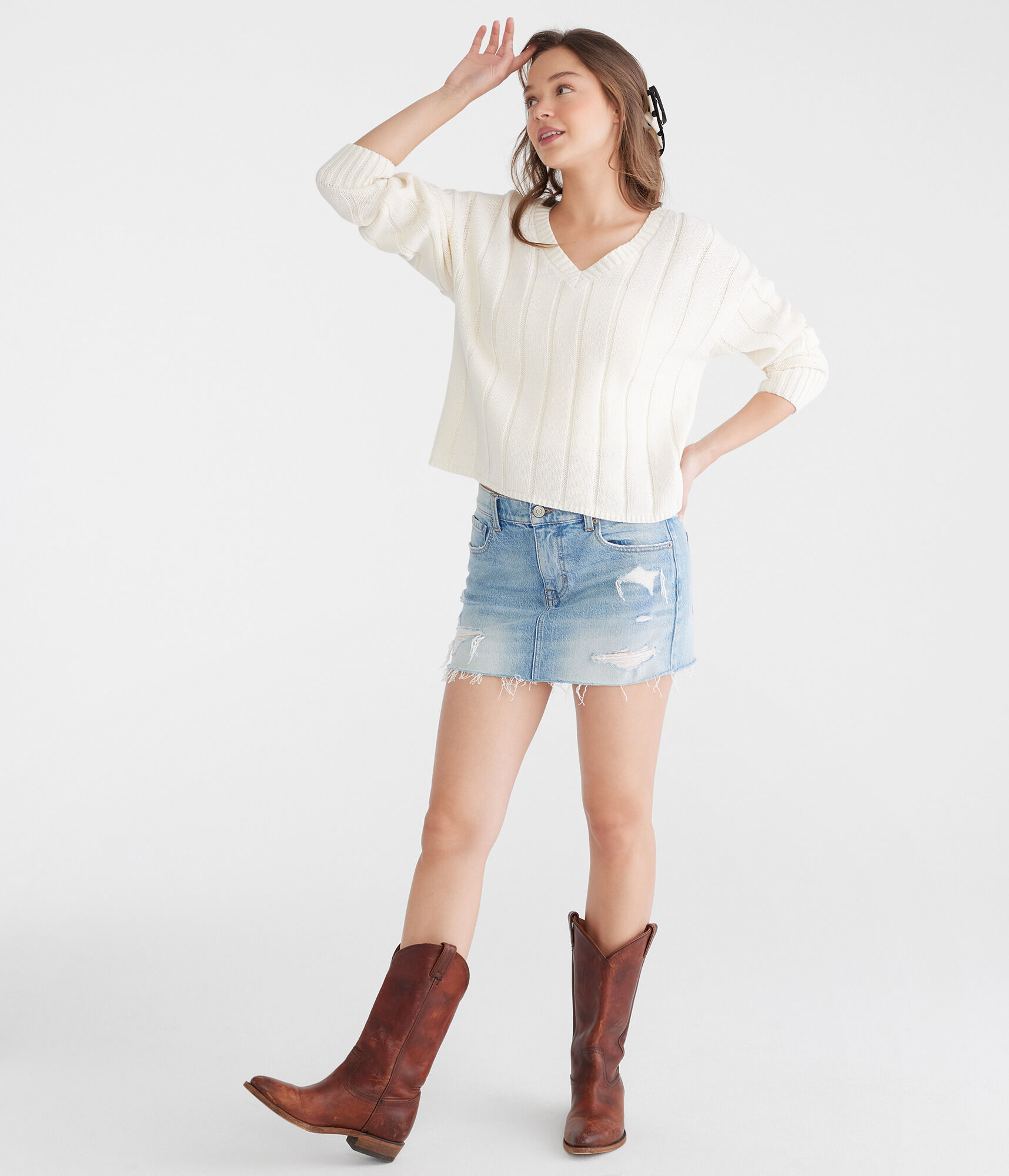Ribbed V-Neck Sweater