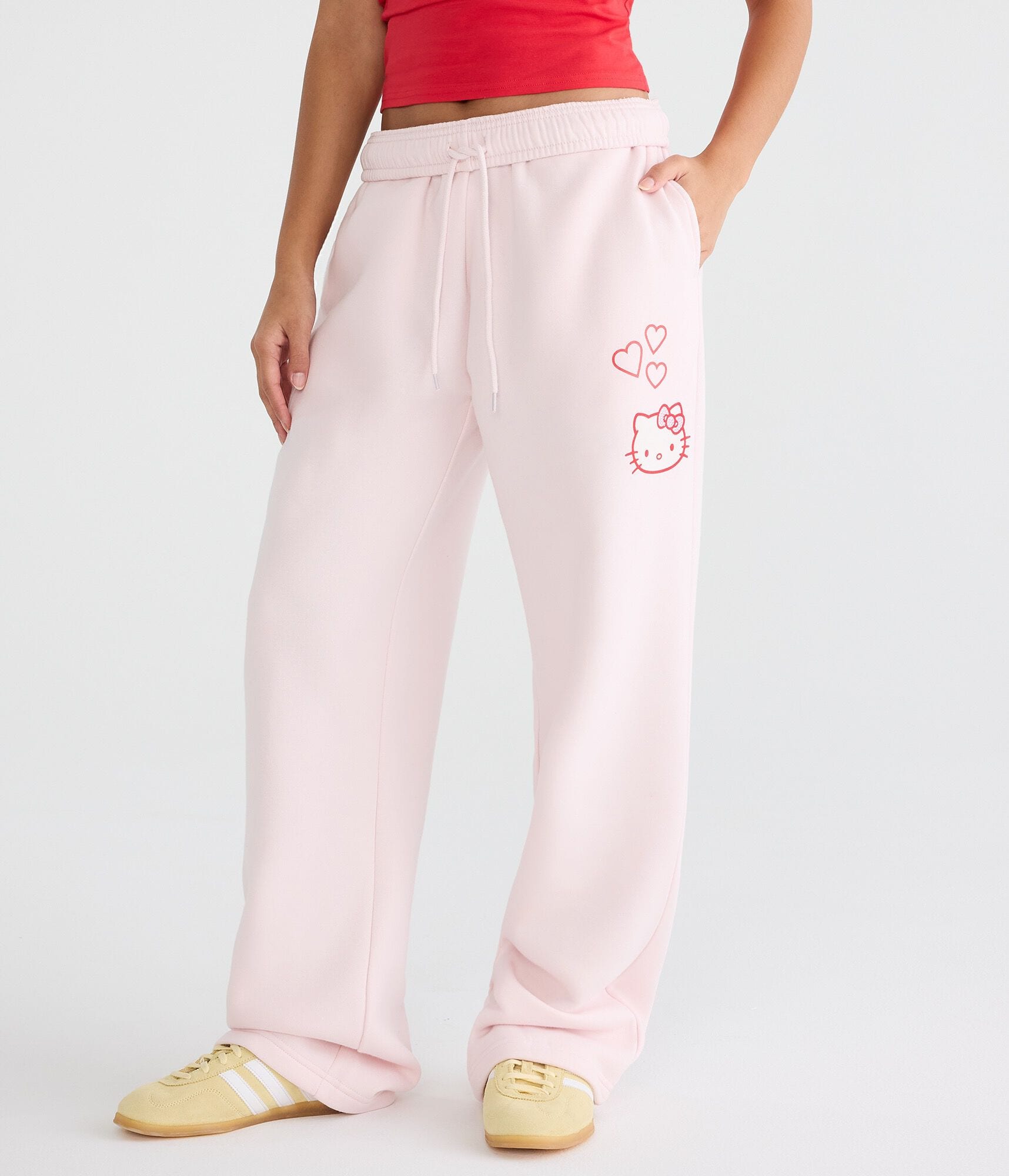 Hello Kitty Hearts Mid-Rise Straight Leg Sweatpants