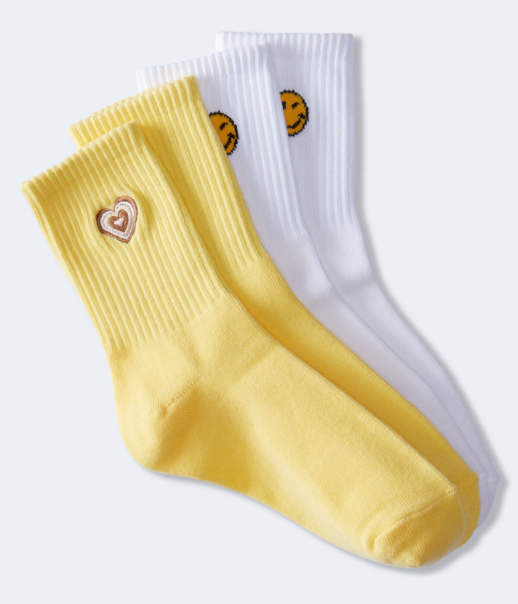 Heart &amp; Smiley Crew Sock 2-Pack