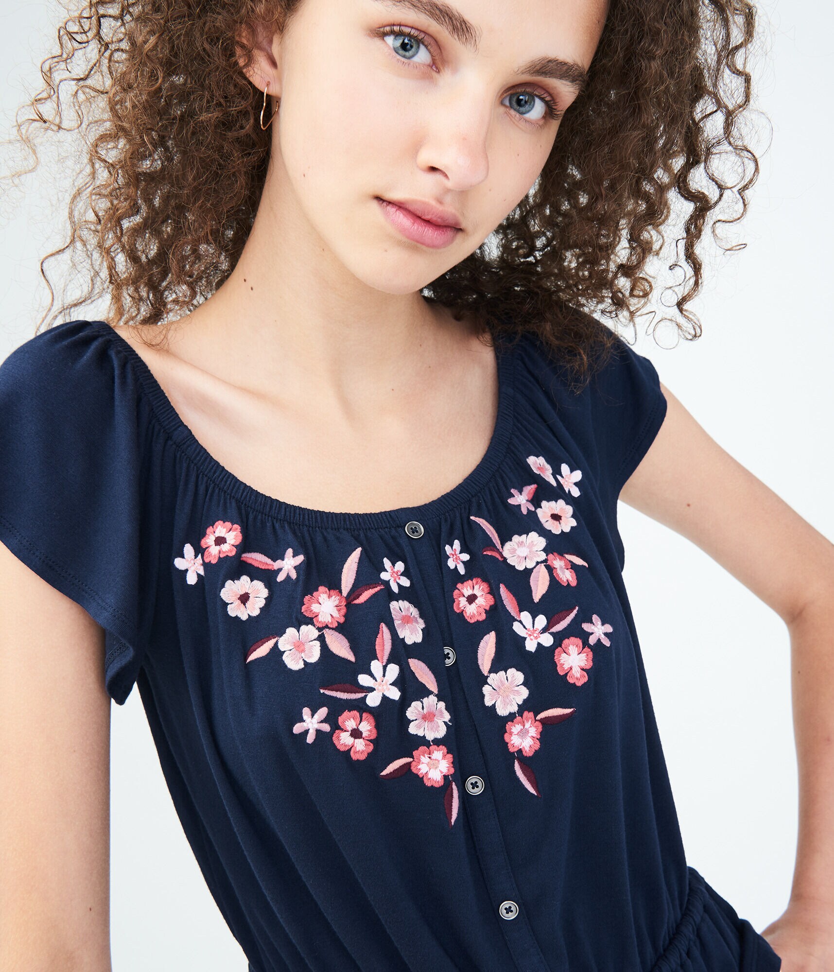 Embroidered Off-The-Shoulder Peasant Top