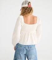 Long Sleeve Pleated Babydoll Top