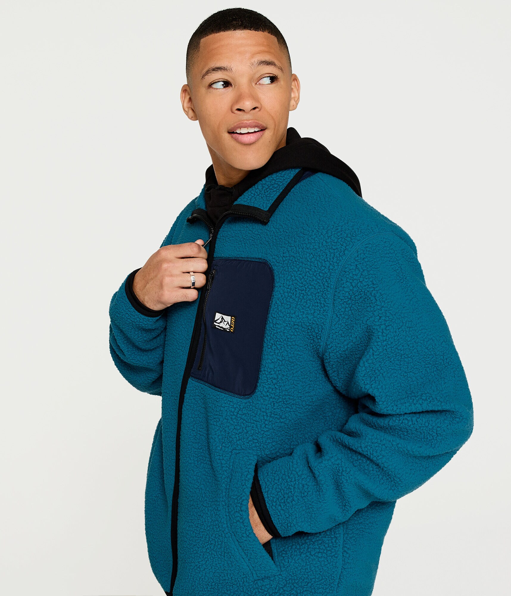 Sherpa Fleece Mock-Neck Jacket
