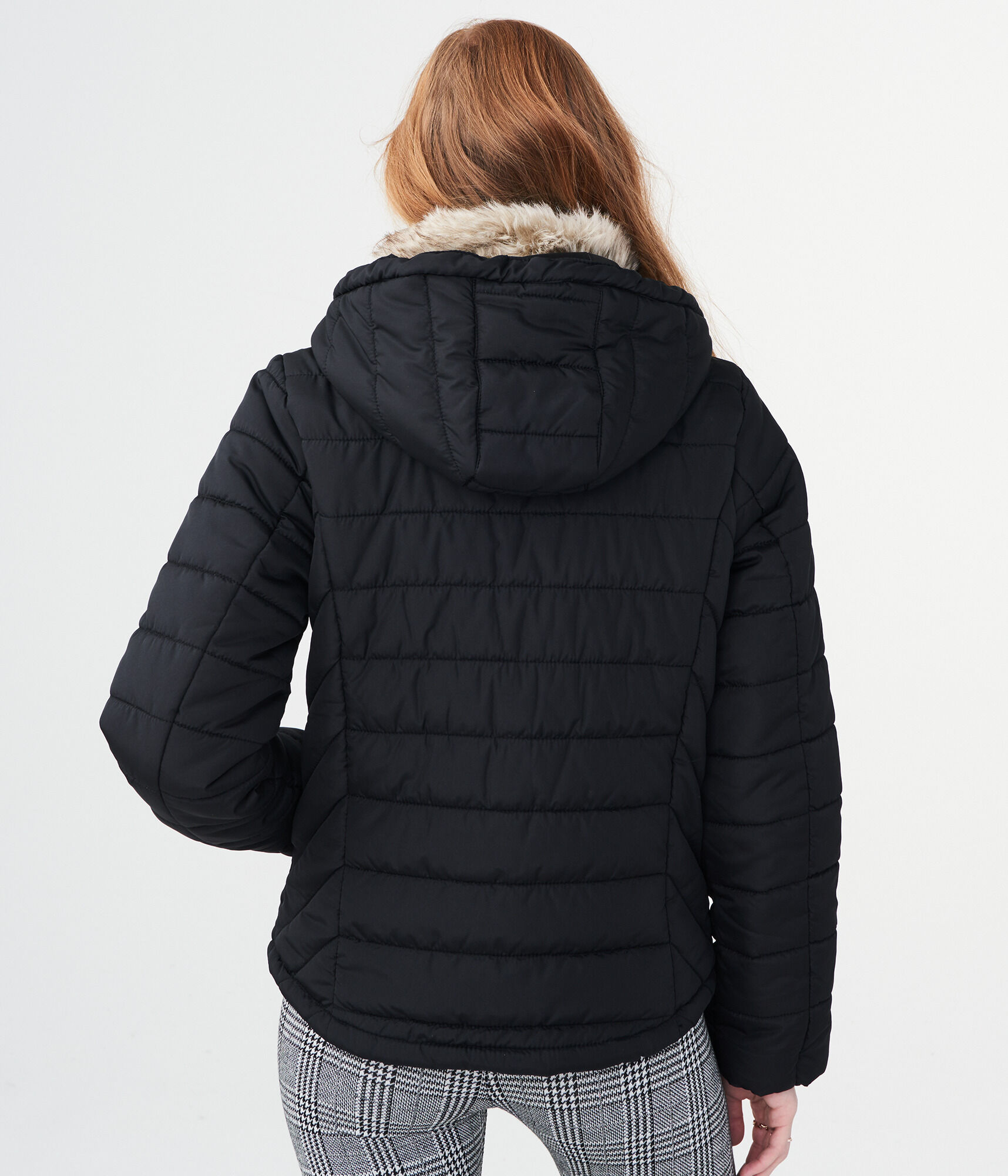 Solid Faux Fur-Trim Puffer Jacket
