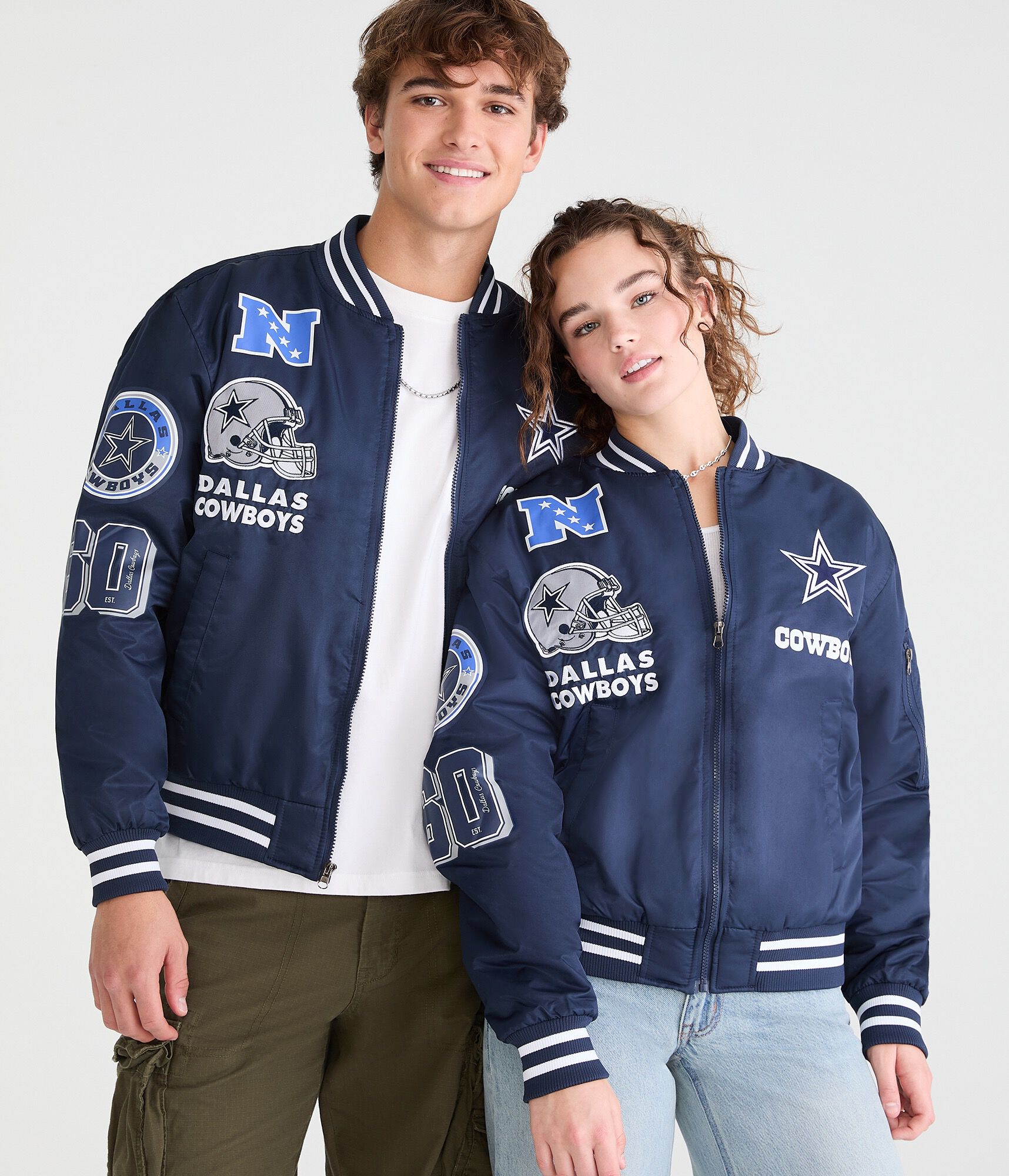 Dallas Cowboys Full-Zip Satin Bomber Jacket