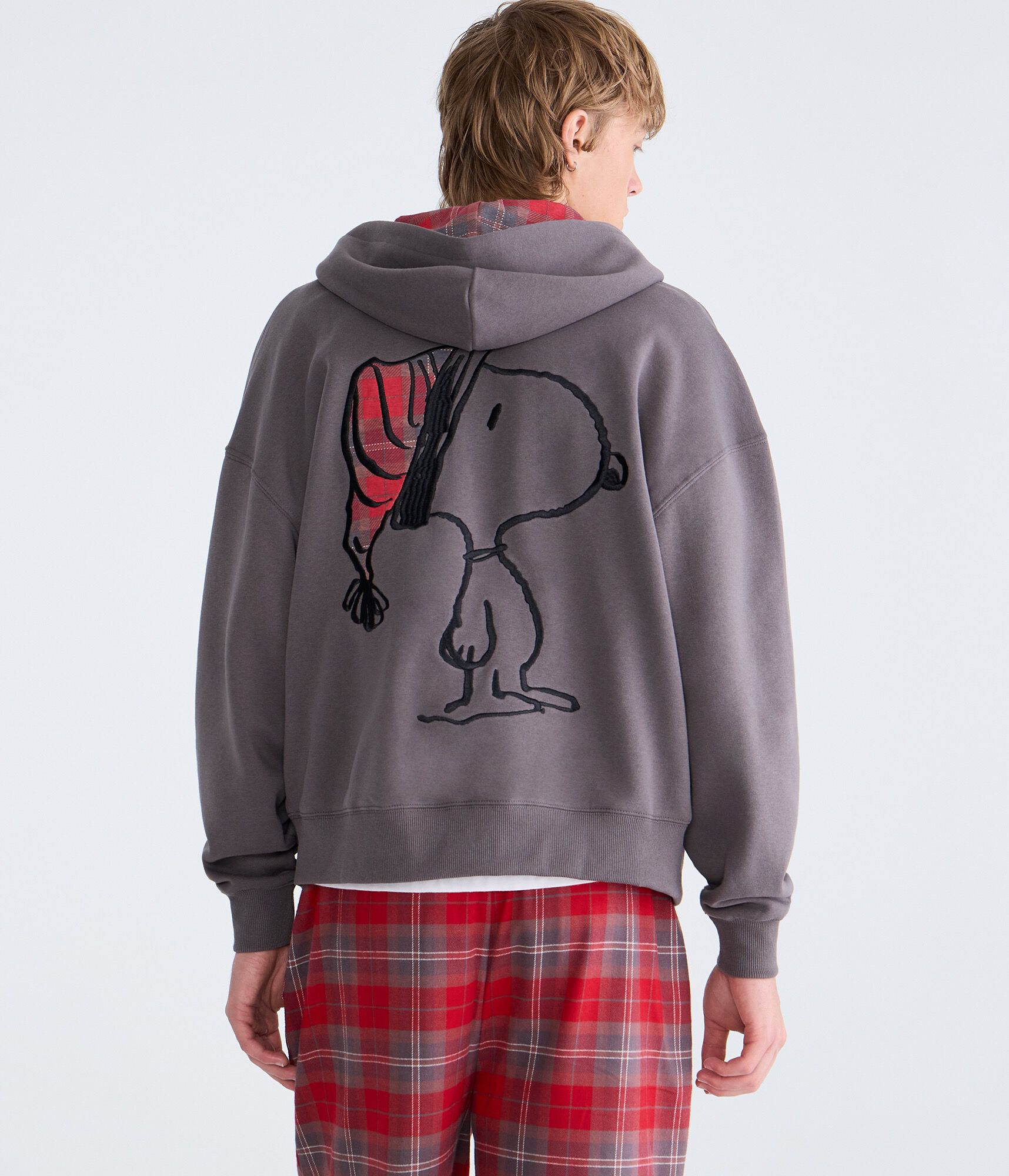 Plaid Hat Snoopy Full-Zip Hoodie