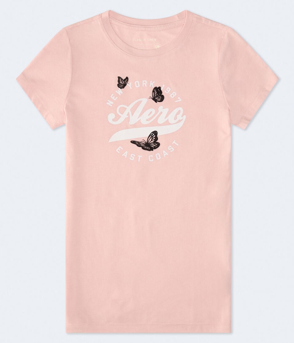Aero Circle Butterflies Flocked Graphic Tee