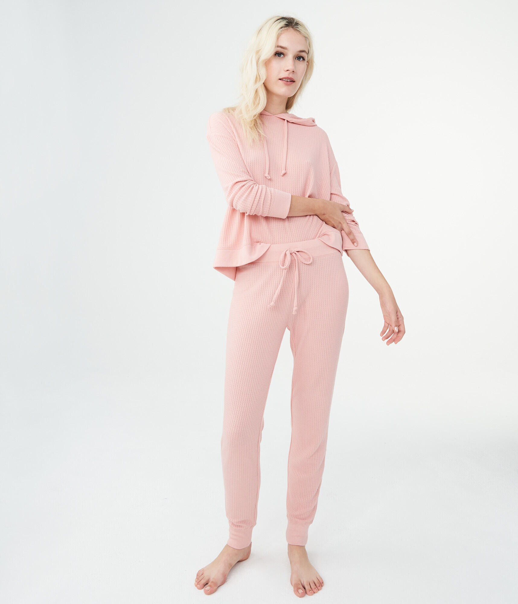 Solid Waffle-Knit Joggers