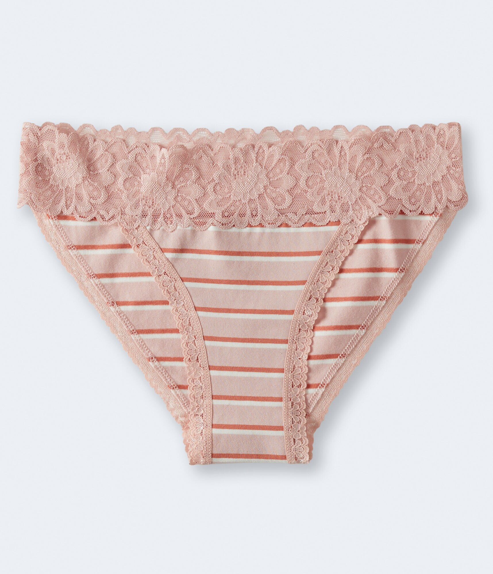 Striped Lace-Trim Bikini