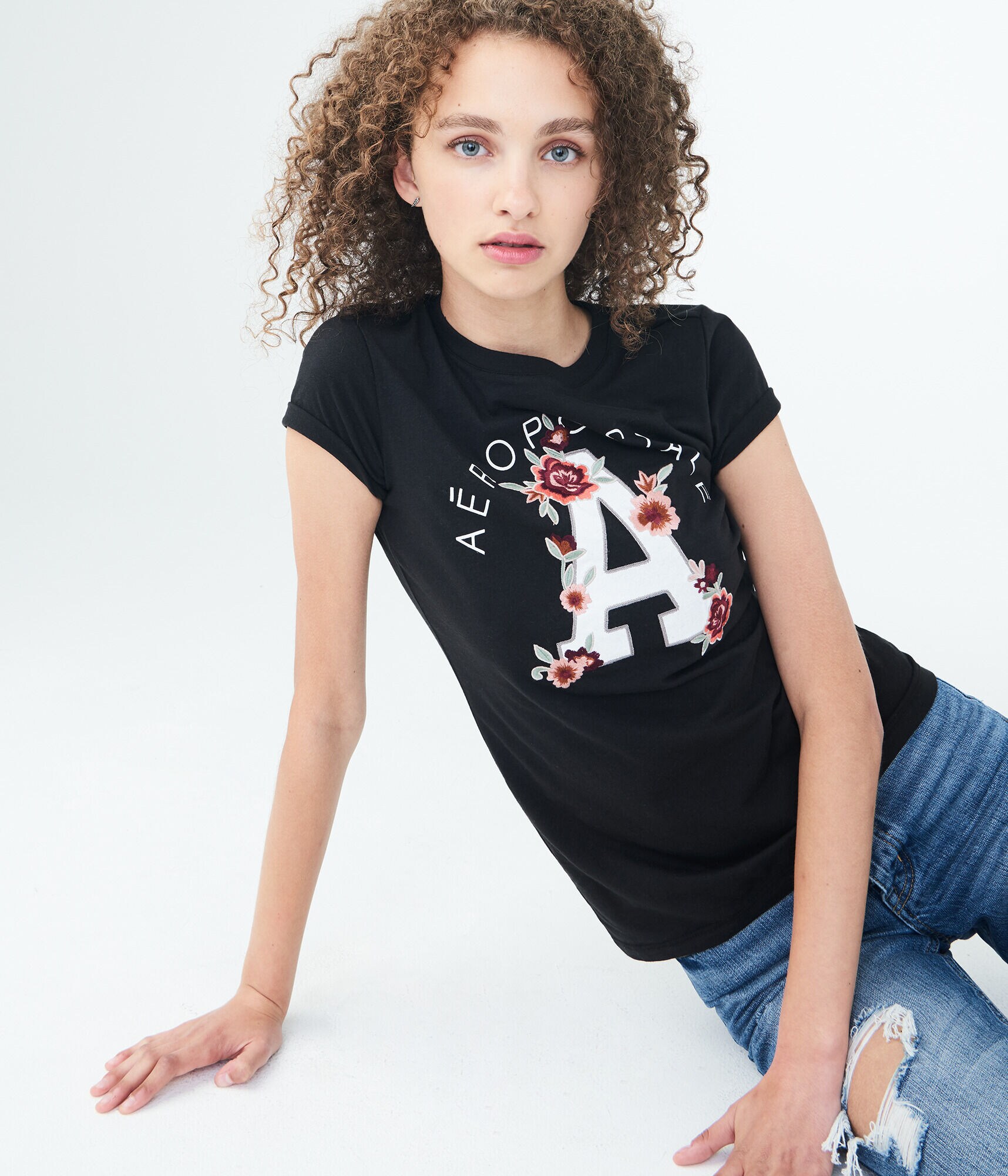 Aeropostale Floral "A" Graphic Tee