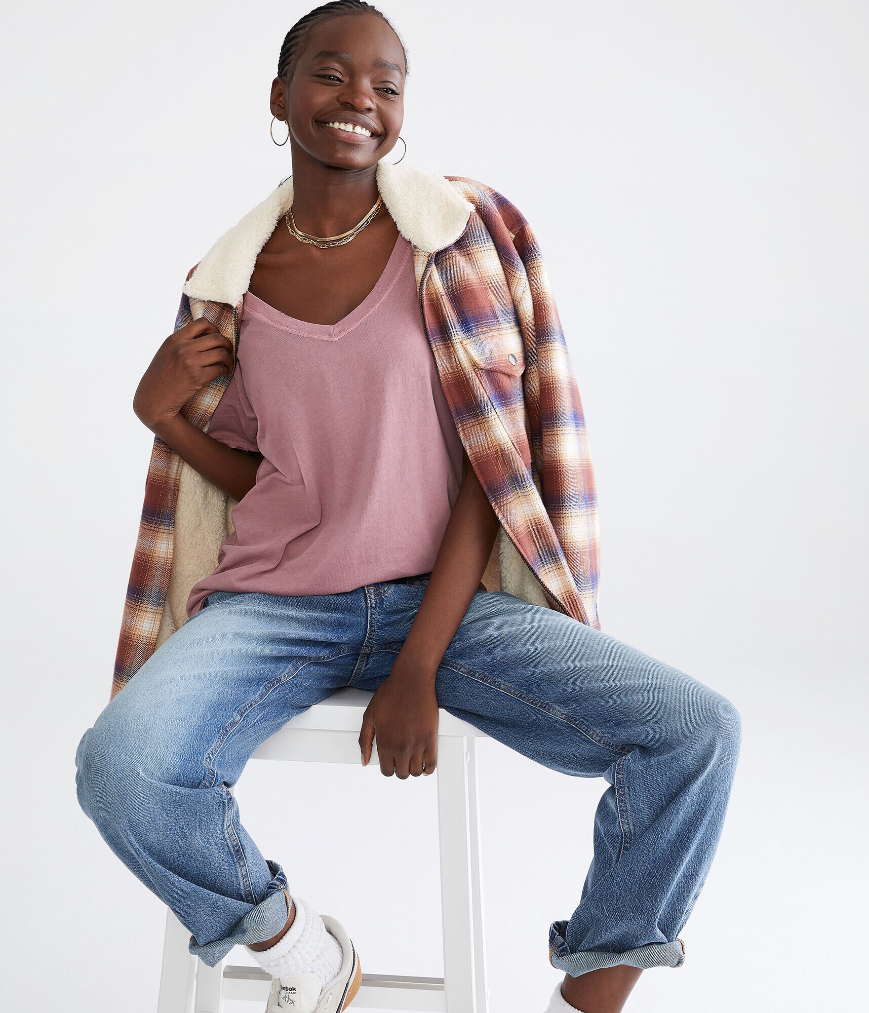 Washed Loose Fit V-Neck Tee