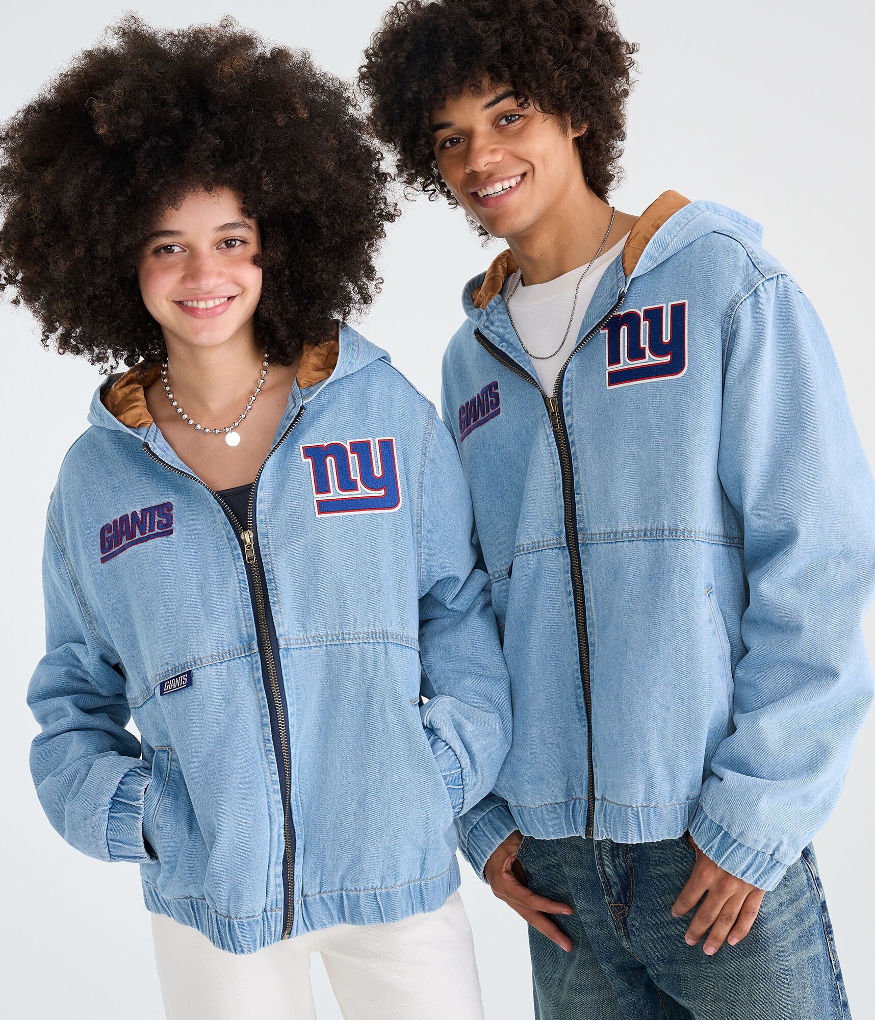 New York Giants Full-Zip Hooded Denim Jacket