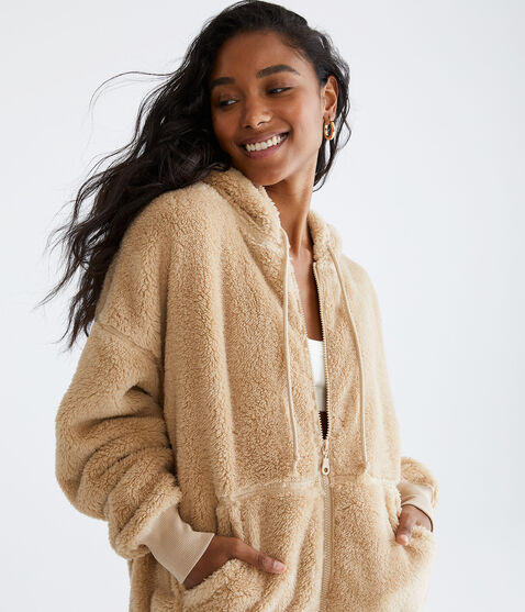 Sherpa Oversized Full-Zip Hoodie