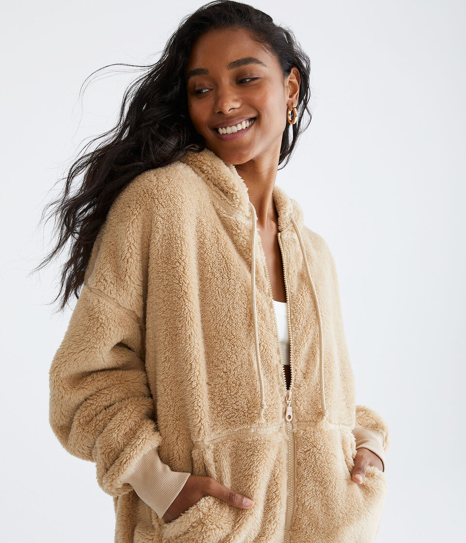 Sherpa Oversized Full-Zip Hoodie