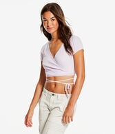 Surplice Tie-Front Crop Top