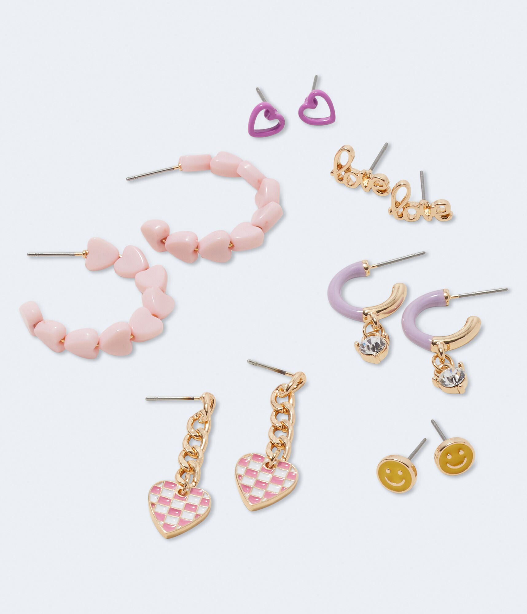 Retro Hearts Hoop &amp; Stud Earring 6-Pack