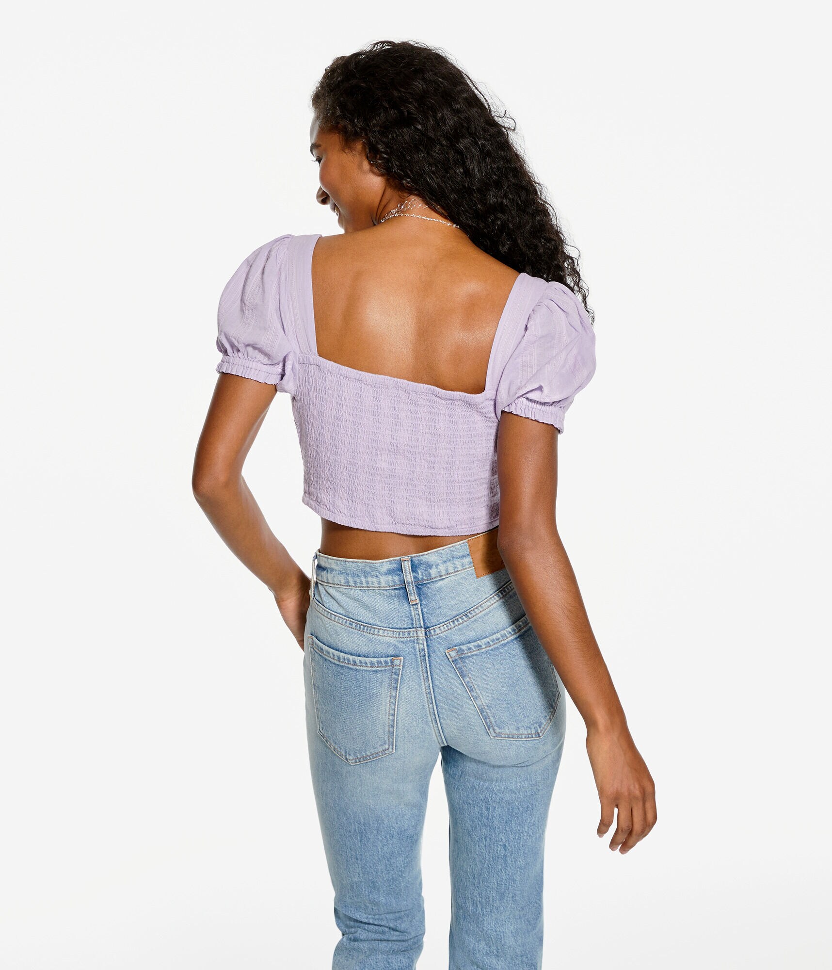 Keyhole Peasant Crop Top