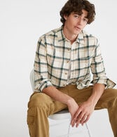 Long Sleeve Relaxed Plaid Slub Flannel Shirt