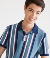 Vertical Stripe Jersey Polo