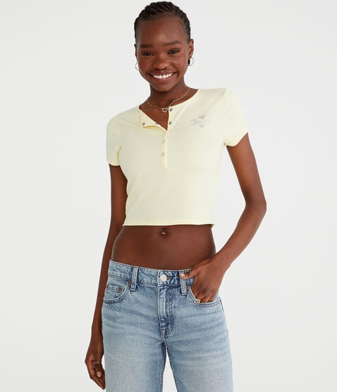 Juicy Couture Cropped Henley Juicy Couture Cropped Henley