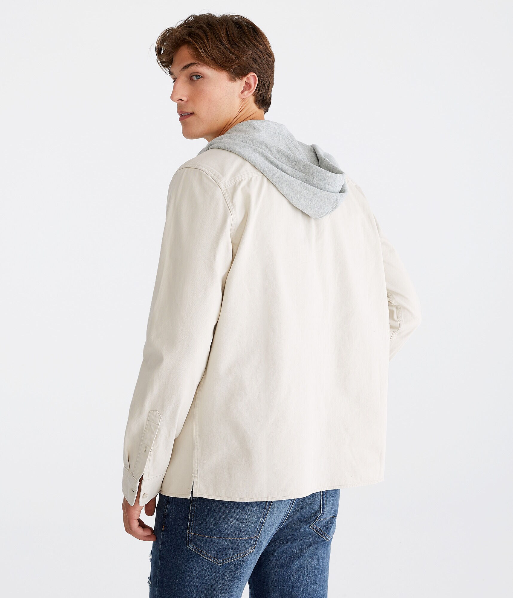 Long Sleeve Hooded Twill Shirt