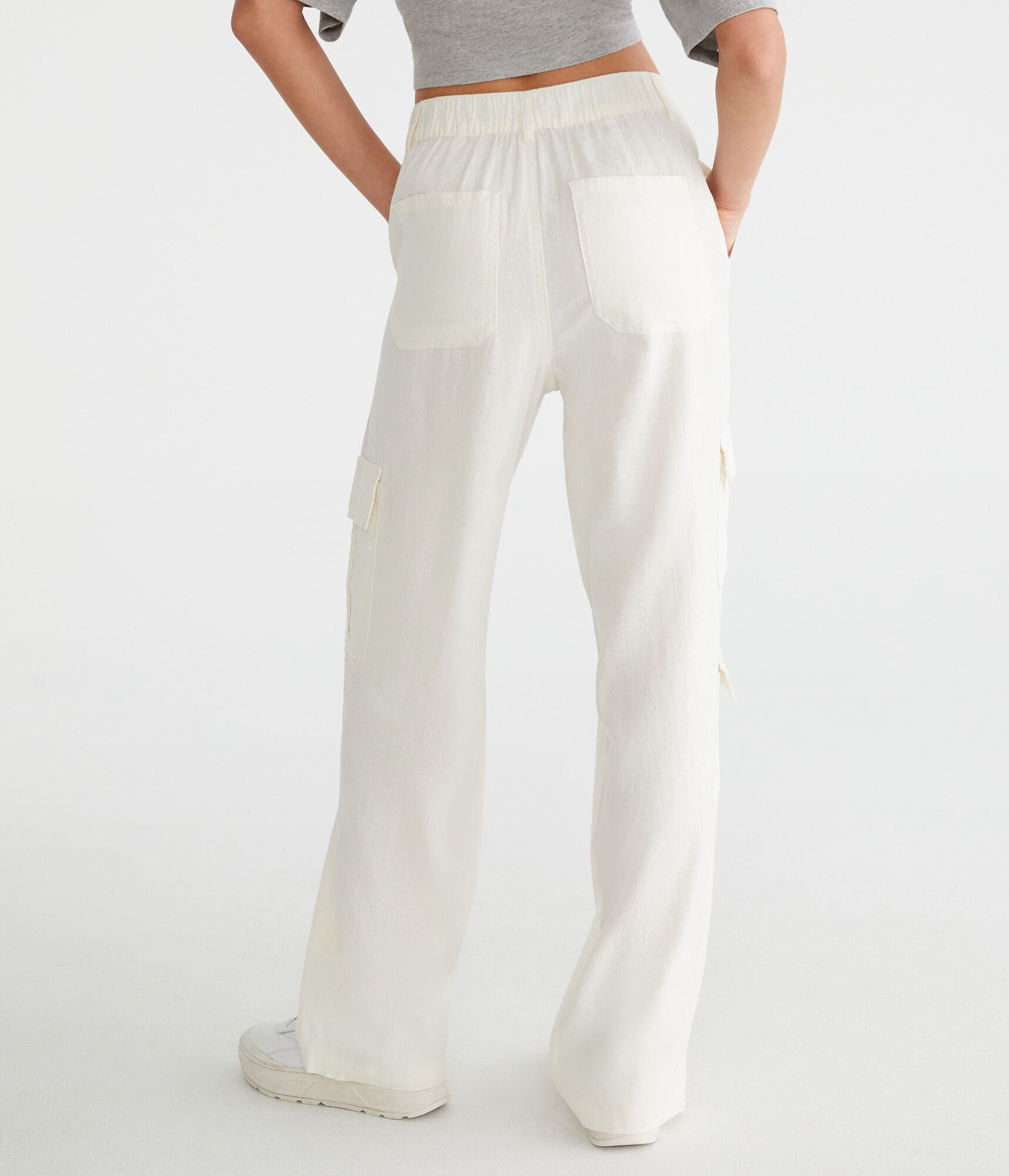 Linen Wide Leg Cargo Pants