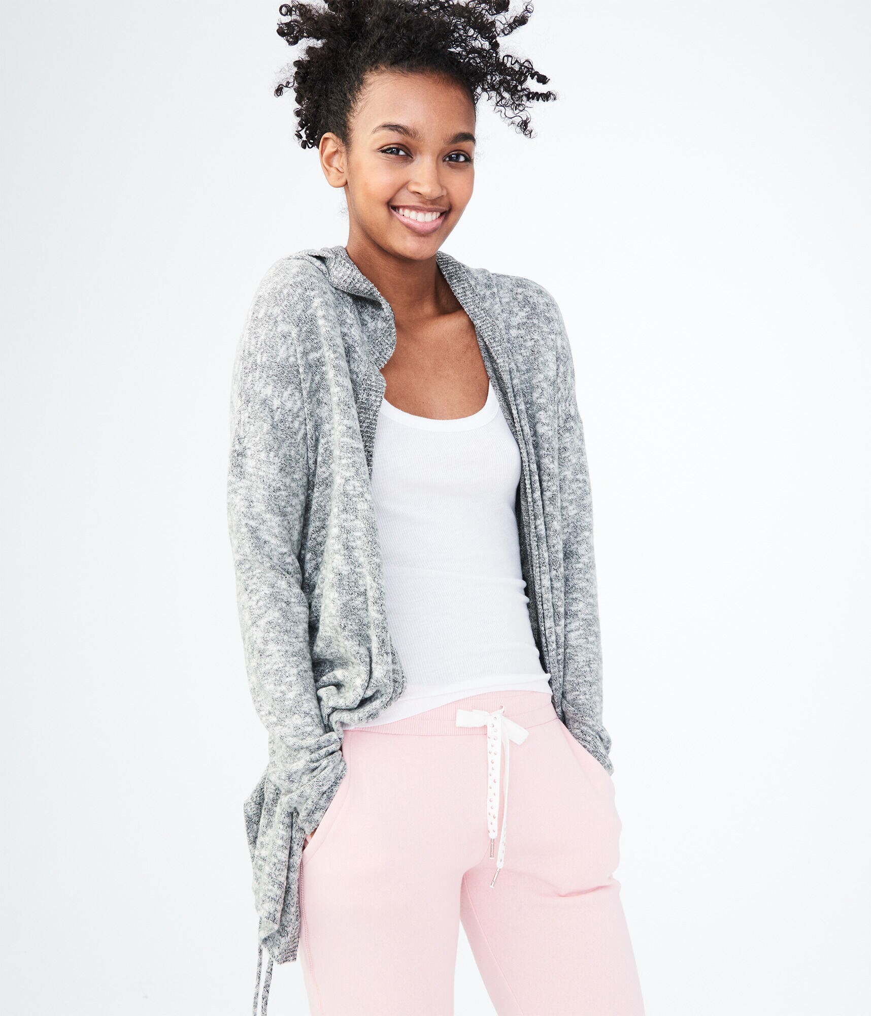 LLD Ruched Hooded Cardigan