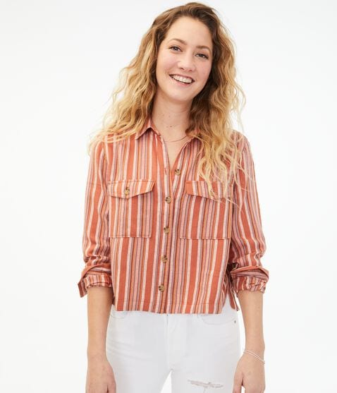 Long Sleeve Striped Button-Down Shirt