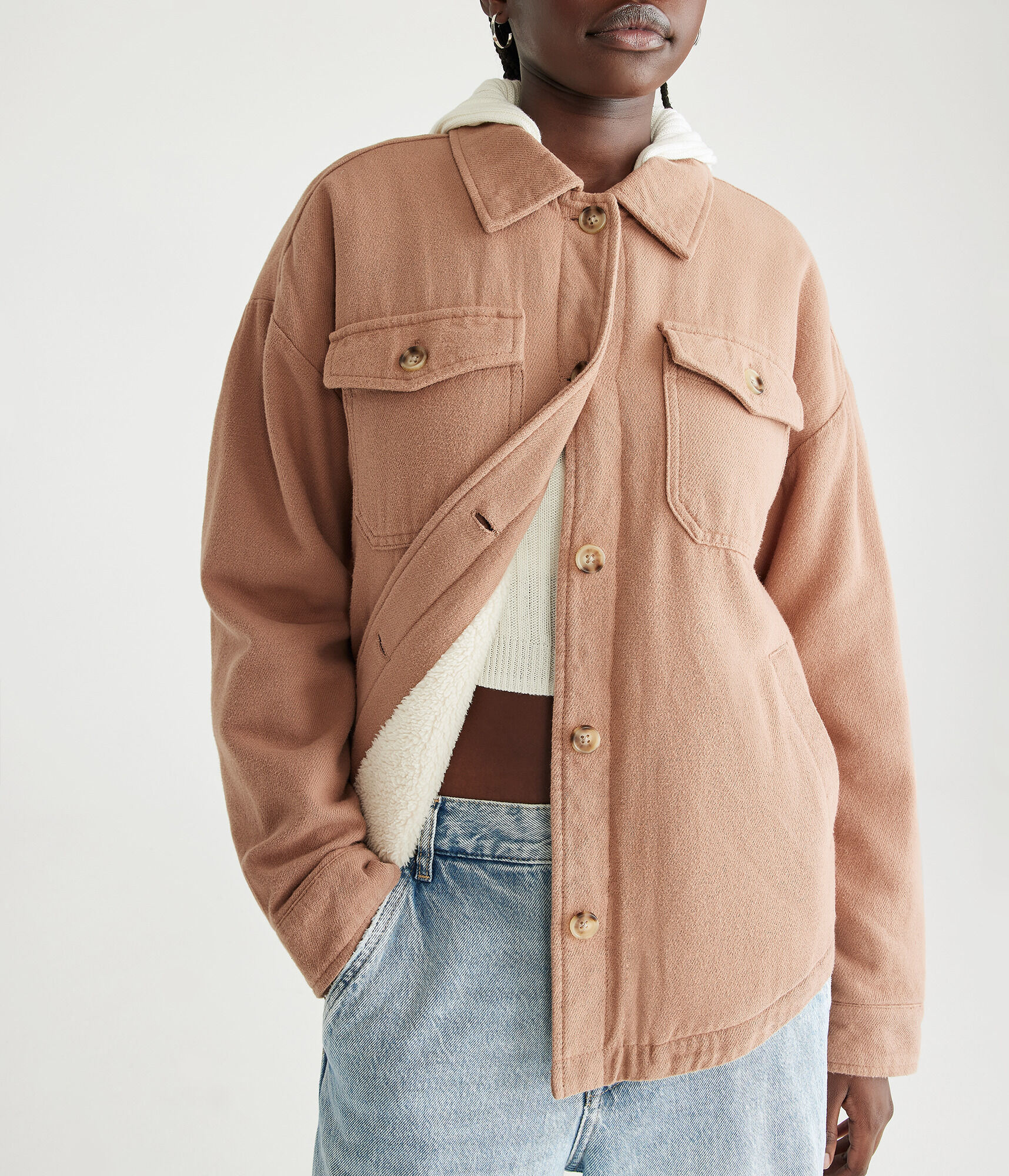 Flannel Sherpa-Lined Shacket