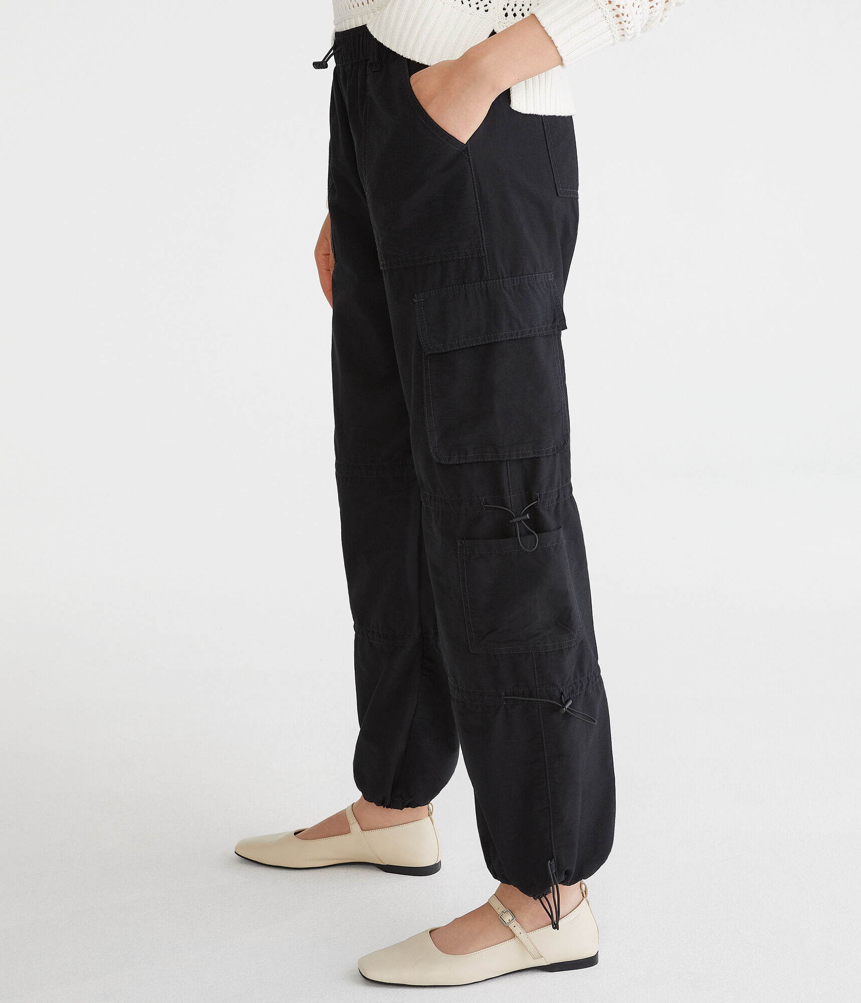 Mid-Rise Cargo Parachute Pants