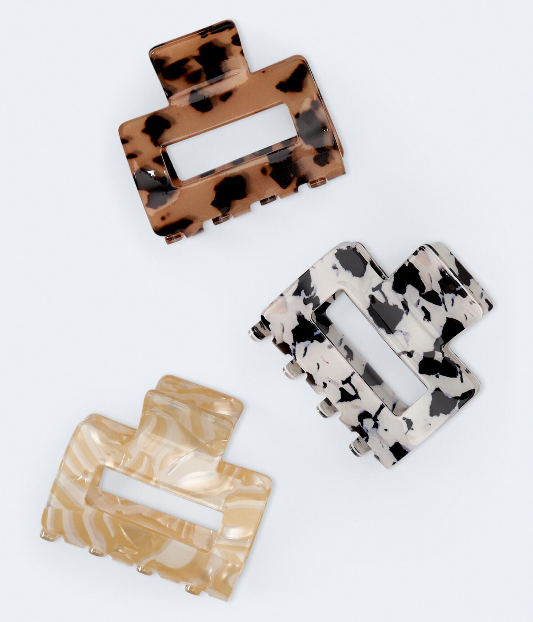 Printed Square Claw Hair Clip 3-Pack