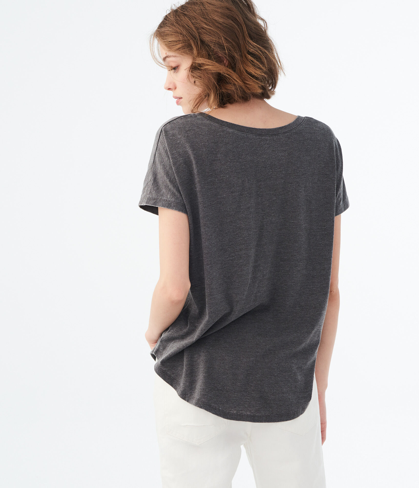 Solid V-Neck Tunic Tee