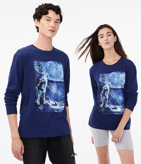 Long Sleeve Wolf Spirit Animal Graphic Tee