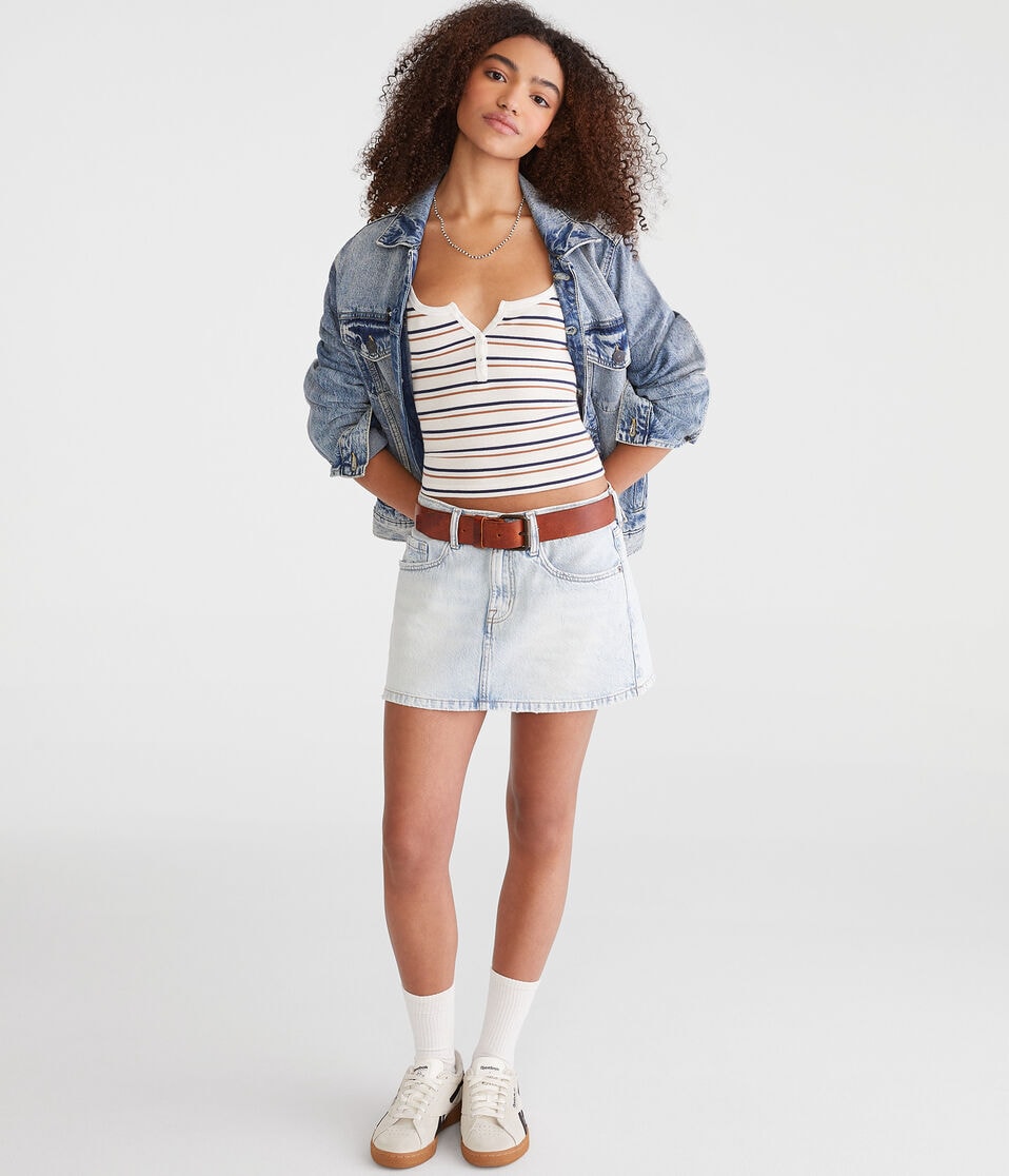 Low-Rise Denim Mini Skirt