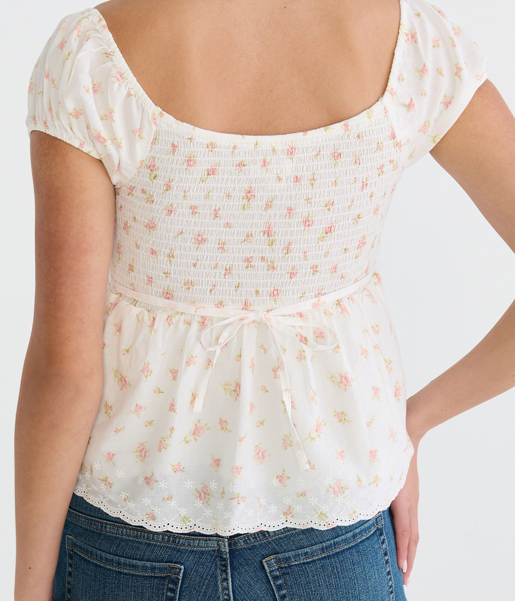 Floral Tie-Back Babydoll Top