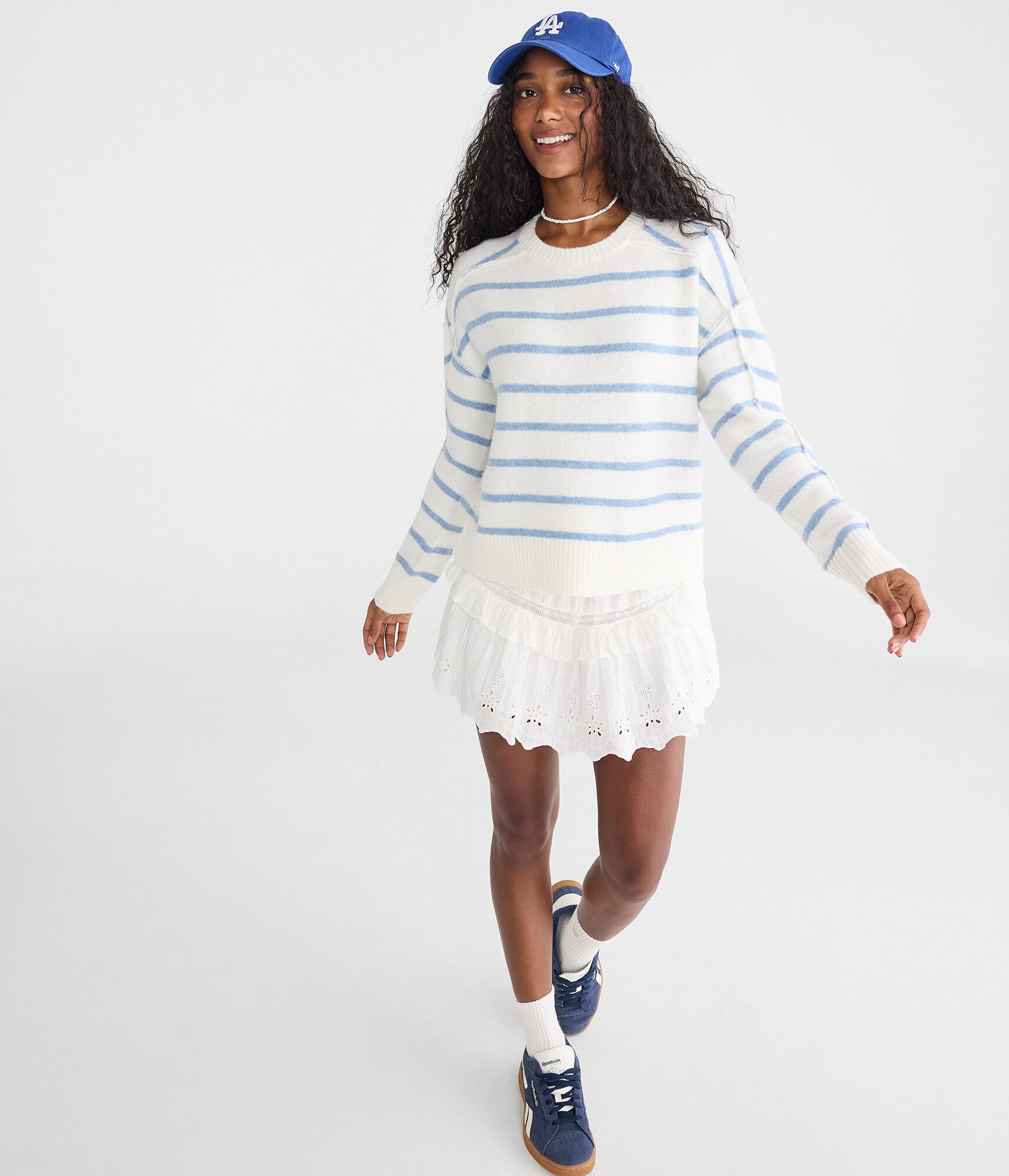 Striped Cozy Crew Sweater