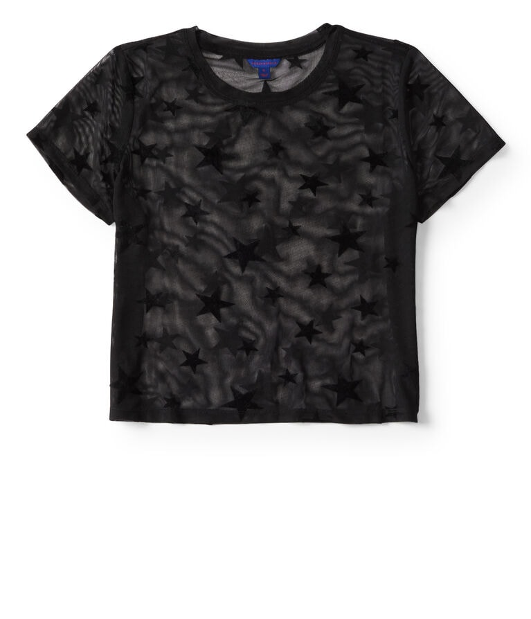 Sheer Star Mesh Crop Tee