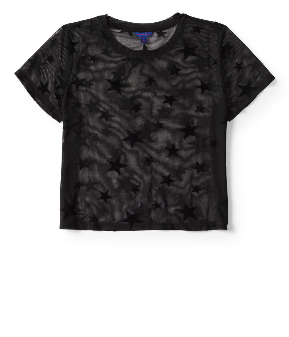 Sheer Star Mesh Crop Tee