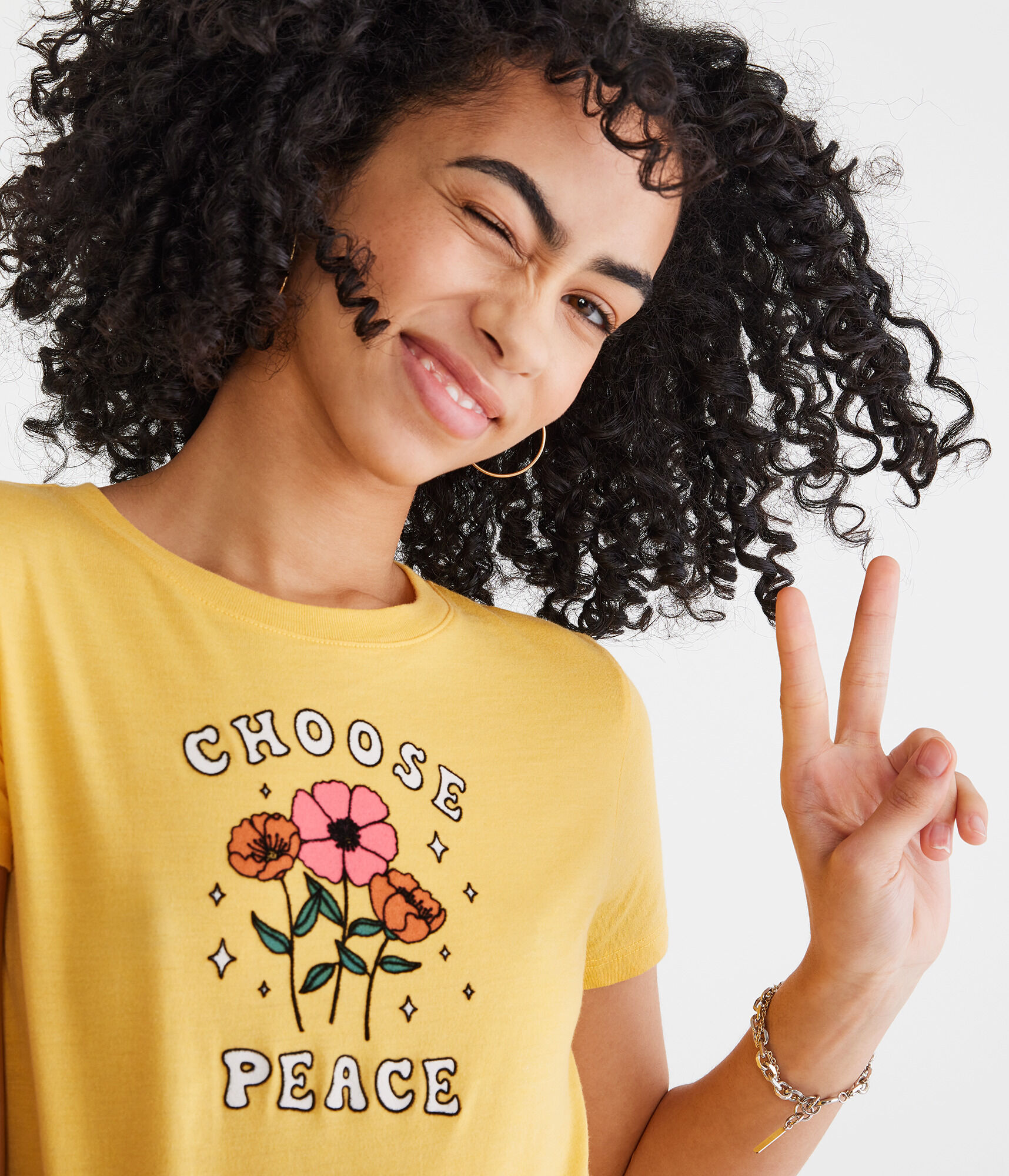 Choose Peace Flocked Graphic Tee