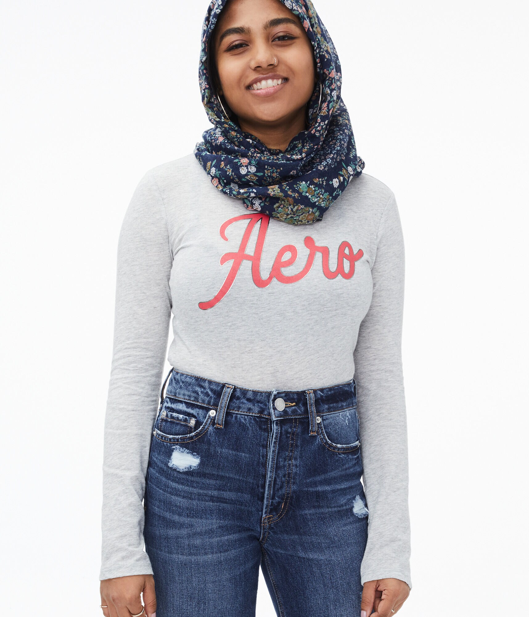 Long Sleeve Aero Script Graphic Tee***