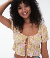 Floral Double-Tie Top