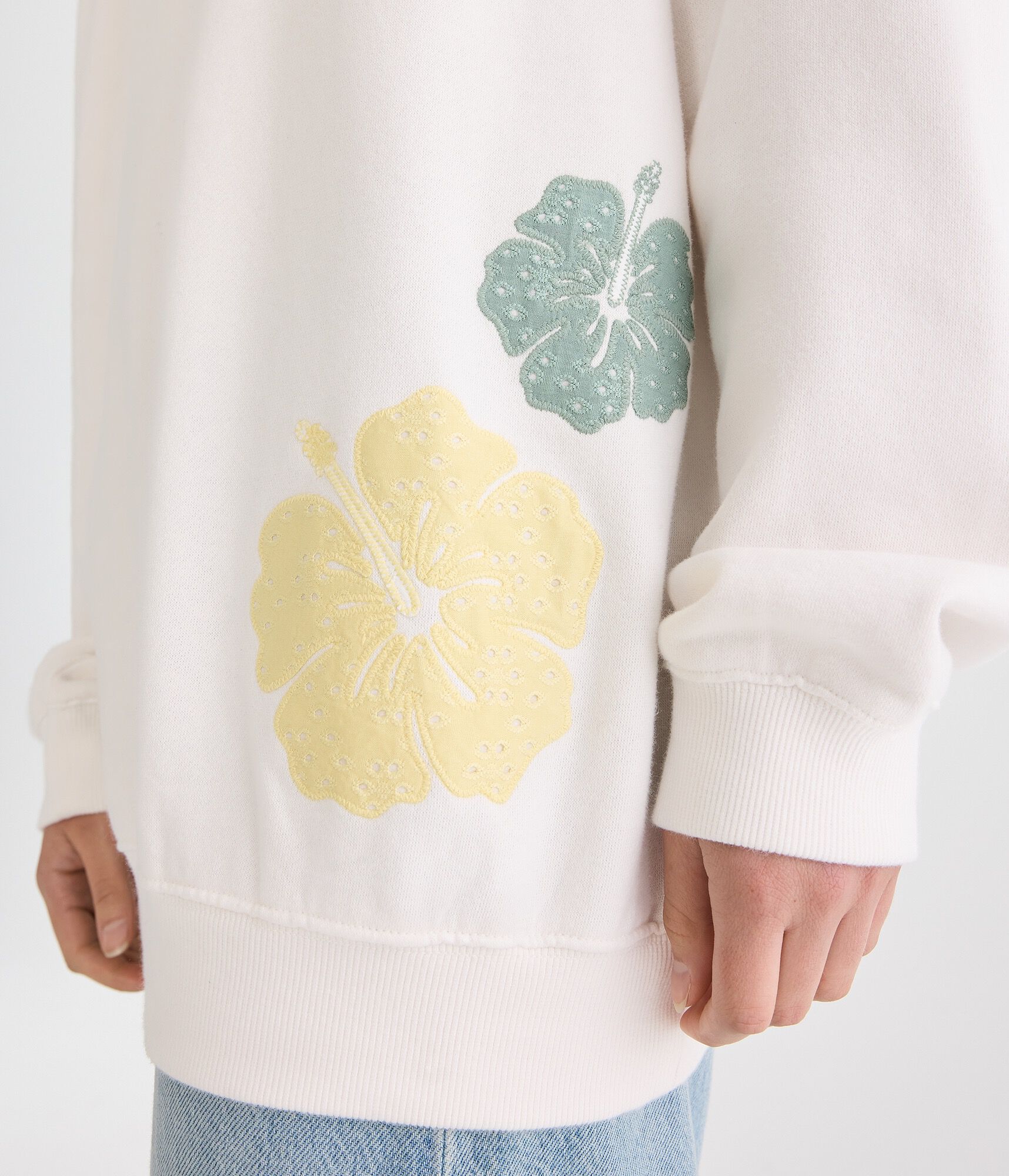 Cloud Soft Hibiscus Oversized Crew Sweatshirt