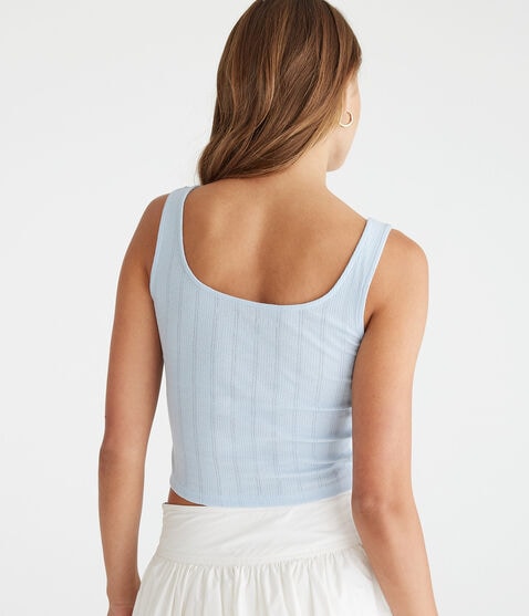 Solid Square-Neck Cropped Tank