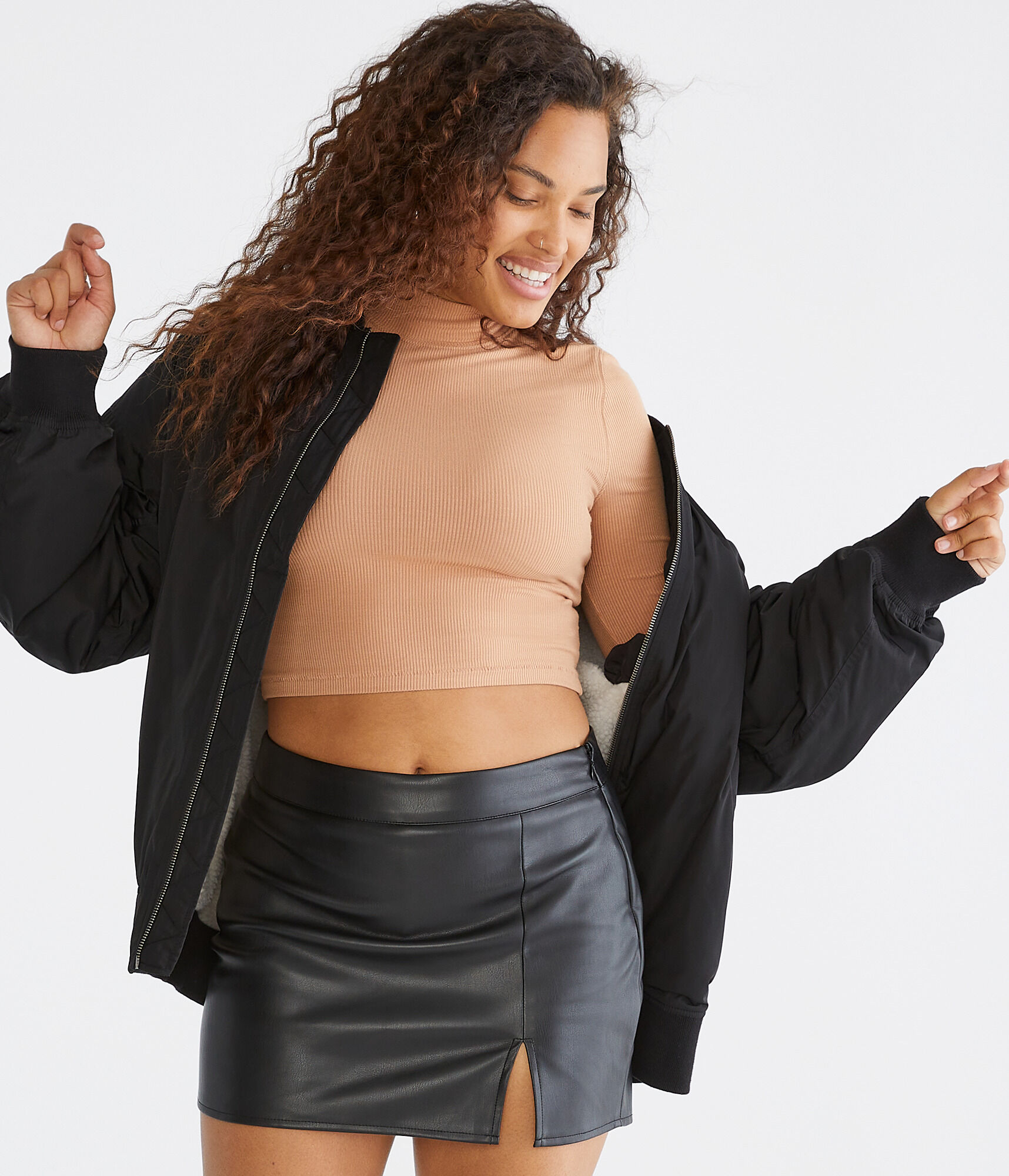 Long Sleeve Mock-Neck Cropped Top