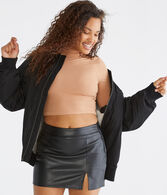 Long Sleeve Mock-Neck Cropped Top