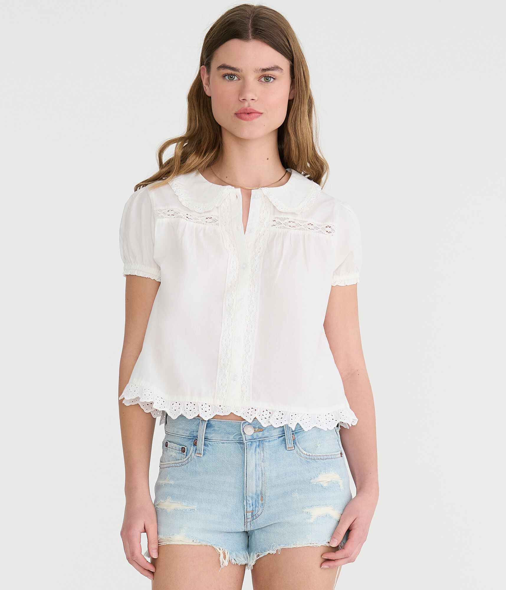 Lace &amp; Eyelet Peter Pan Blouse