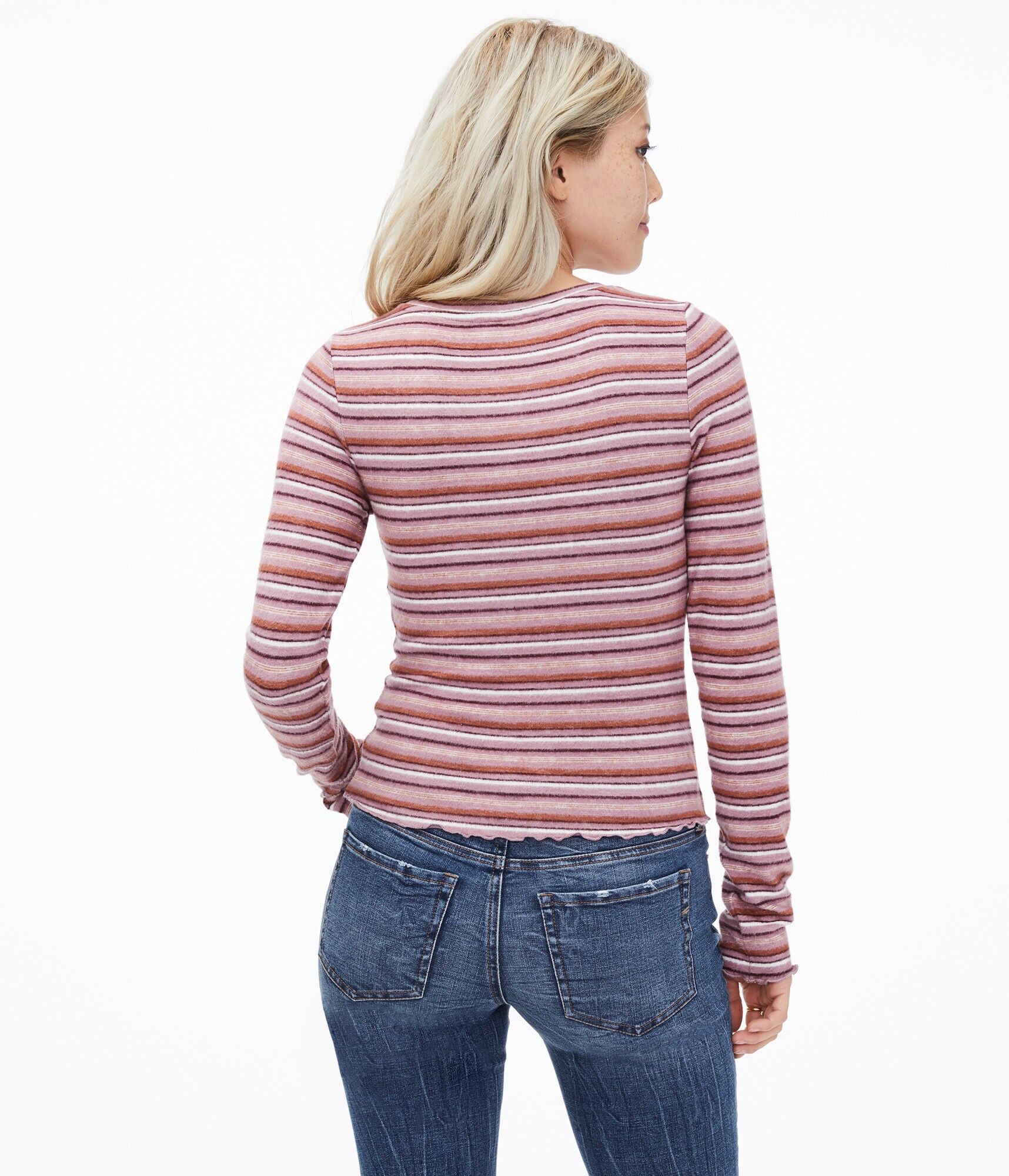 Long Sleeve Striped Shrunken Tee