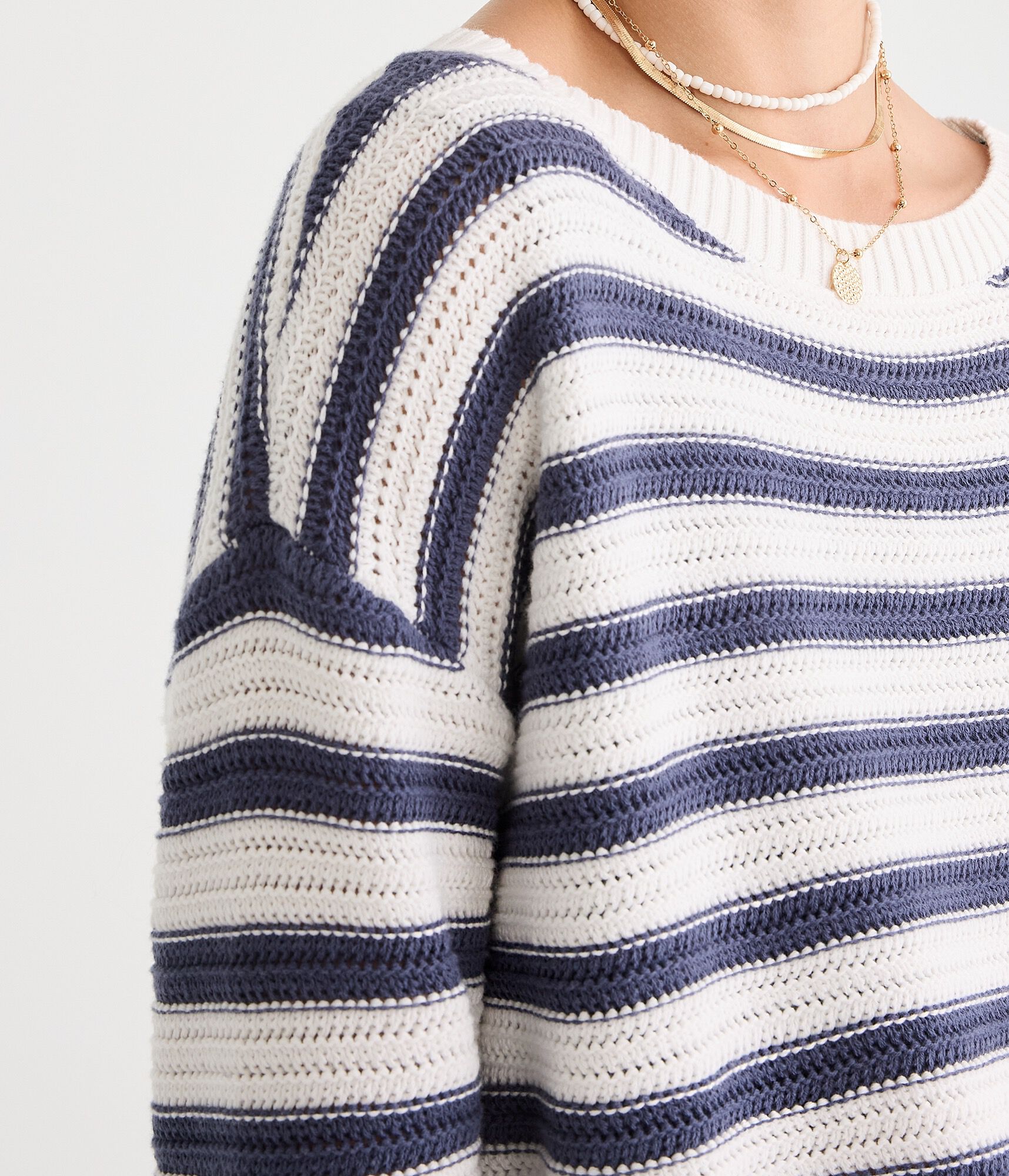 Striped Slouchy Crew Sweater